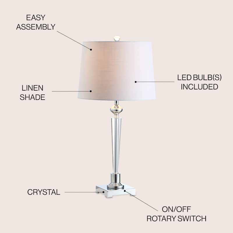 Kinsley 28.25" Crystal LED Table Lamp, Clear/Chrome by JONATHAN Y