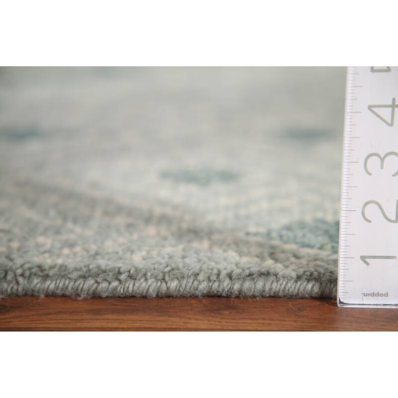 Gray & Green Moroccan Indian Area Rug Handmade Wool Carpet - 4'9"x 8'1"