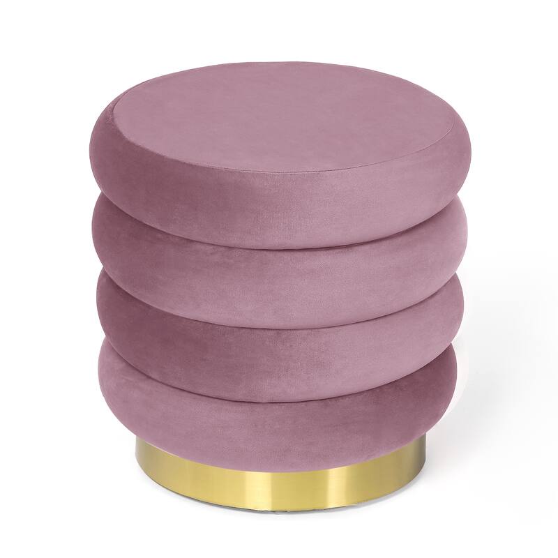 Adeco Round Storage Ottoman Removable Lid Vanity Makeup Footstool