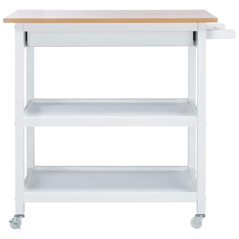 SAFAVIEH Cohyn 1-Drawer 2-Shelf Kitchen Bar Cart with Wheels - 39" W x 17.7" L x 36.2" H