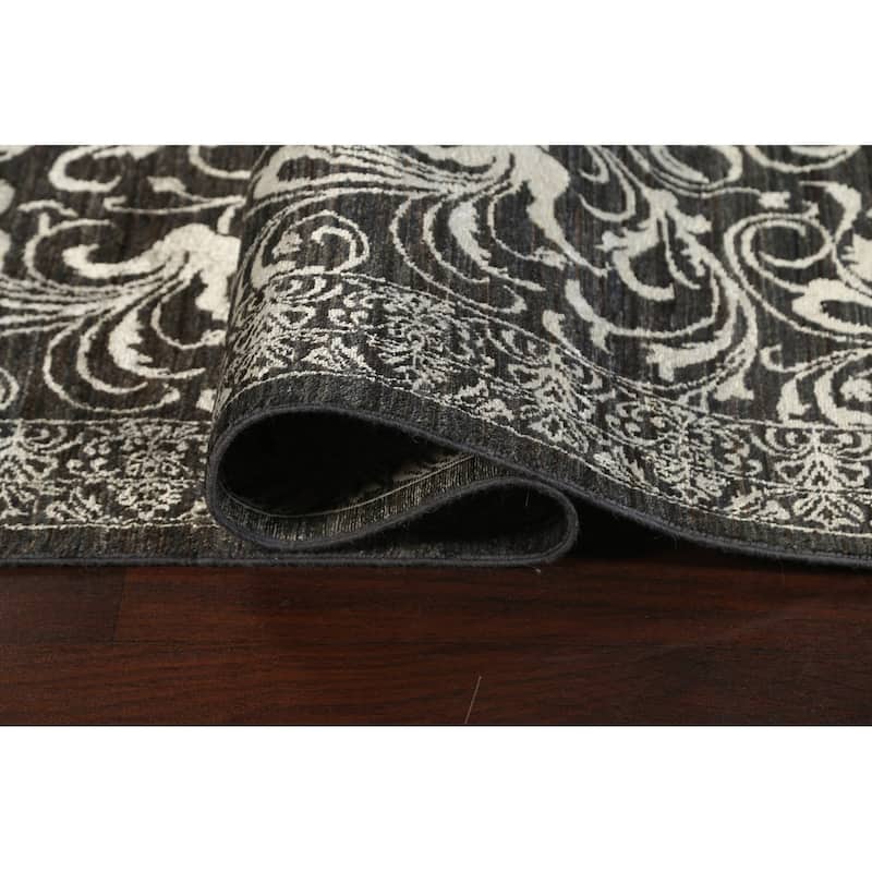Wool/ Silk Vegetable Dye Floral Versace Oriental Area Rug Handmade - 8'11" x 12'2"