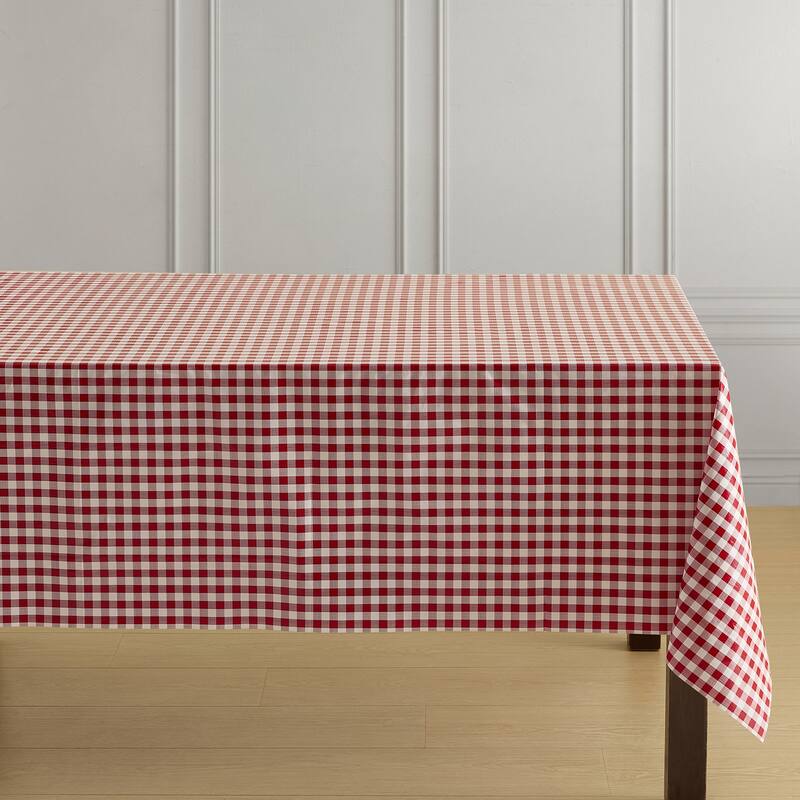 Gingham Check 3-Yard Cut-to-fit Vinyl Tablecloth/Table Protector - 54x108 - Red