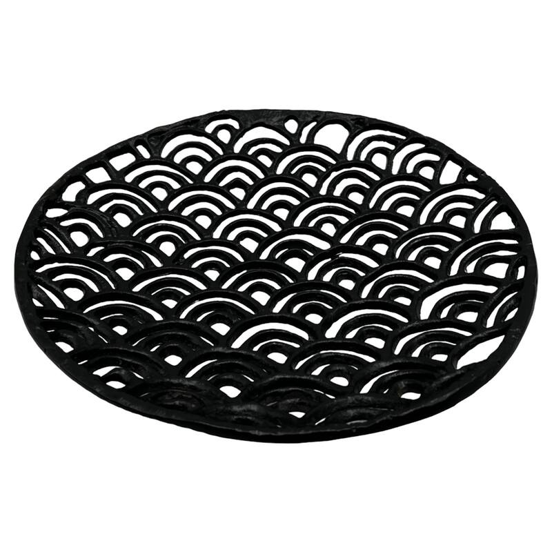 Decorative Handmade Aluminum Round Platter Bowl in Black - Large(14 x 14 x 2 in.)