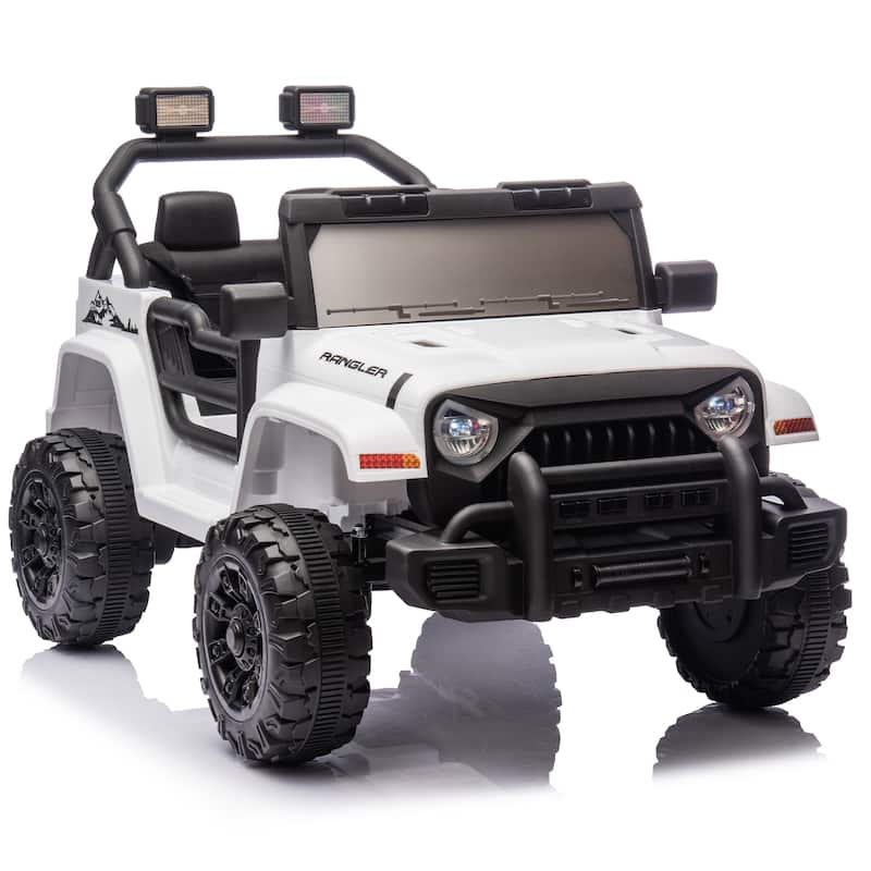 Ride on Truck Car with Removable Steering Wheel, Electric Car for Kids with LED Lights, Tan Battery Powered Electric Car