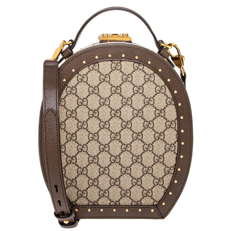 Gucci GG Supreme Trunk Shoulder Bag - Beige and Dark Brown
