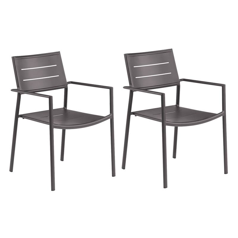Eila Carbon Aluminum Patio Armchairs Set by Havenside Home