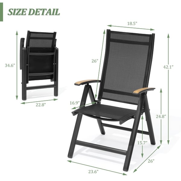 dimension image slide 2 of 4, 5/7/11PC Outdoor Aluminum Expandable Rectangle Patio Dining Table with Folding Chairs