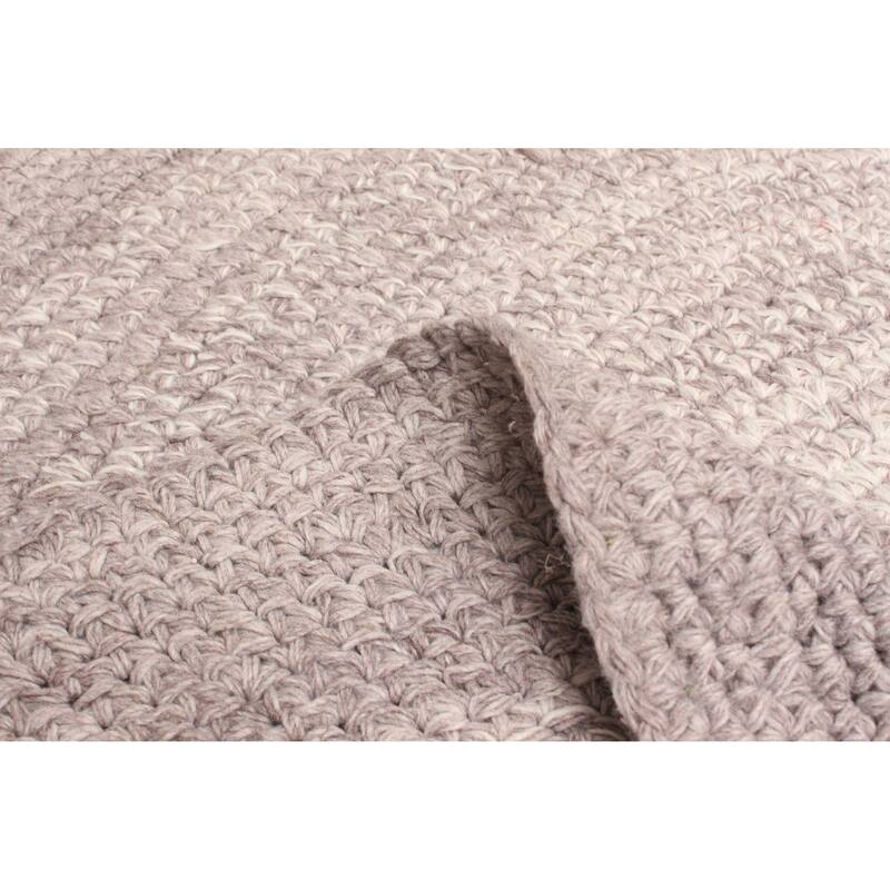 ECARPETGALLERY Braid weave Sienna Ivory Wool Rug - 4'0 x 4'0