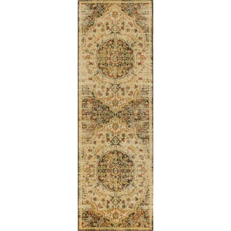 Kas Rugs Casablanca Distressed Moroccan Area Rug - 2'7"x8' Runner - Mocha