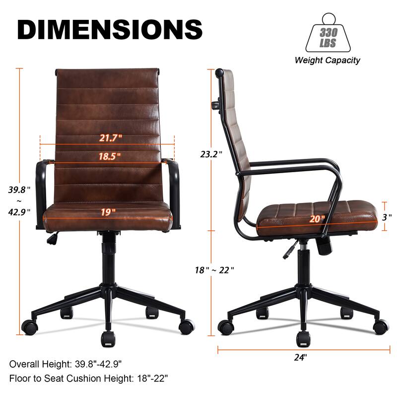 Ergonomic Office Chair Full-Grain Leather with Lumbar Support