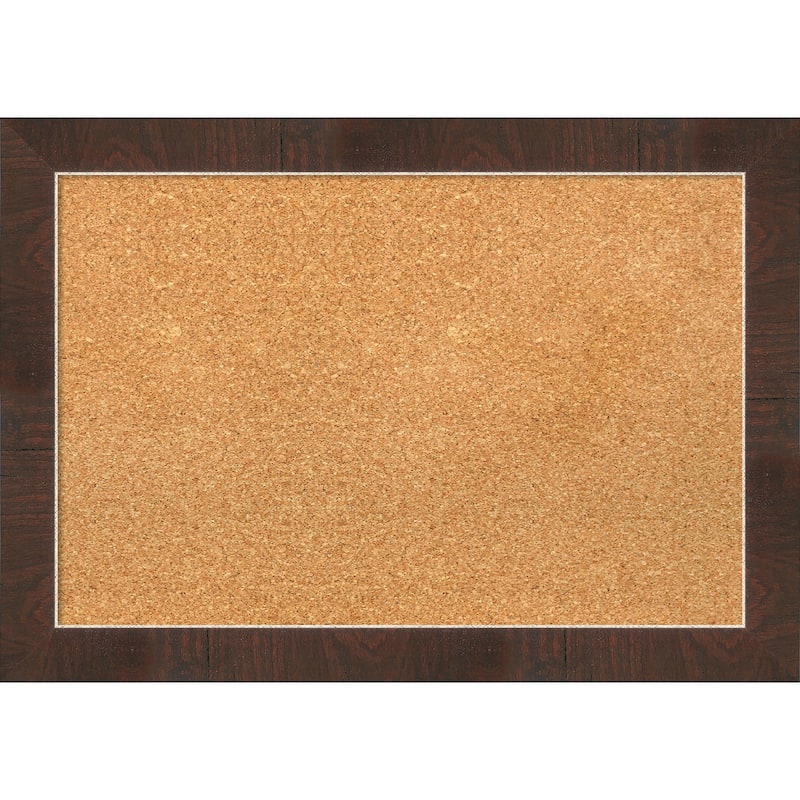 Wildwood Brown Narrow Framed Cork Bulletin Memo Board - 27-Inch x 19-Inch