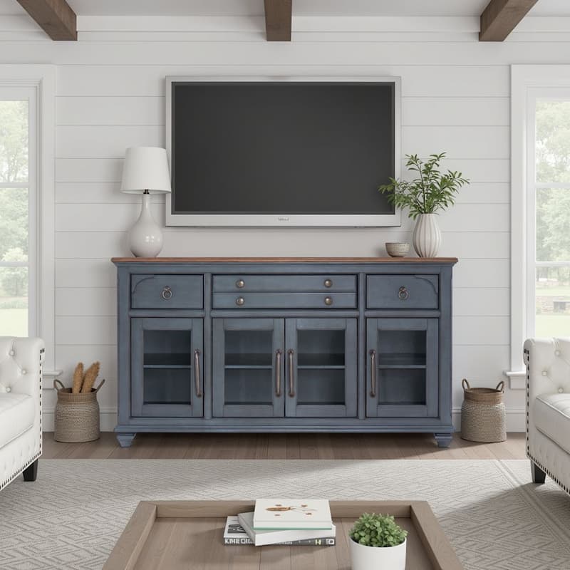 Bridgevine Home Americana Server, No Assembly Required, Corduroy Blue Finish - Corduroy Blue