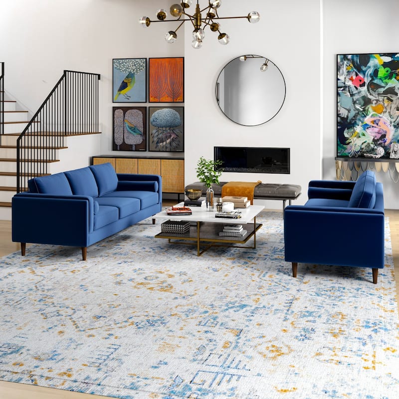 Fatih Mid Century Velvet Sofa Set