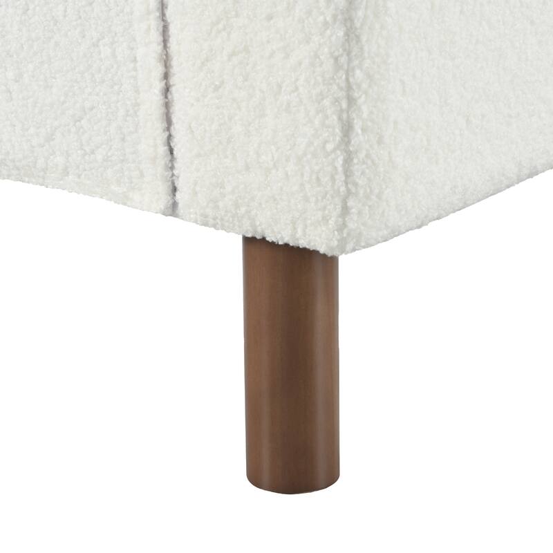 Teddy Fabric Accent Chair, Upholstered Living Room Lounge Armchair, Reading Chair with Curved Armrests & Wood Legs