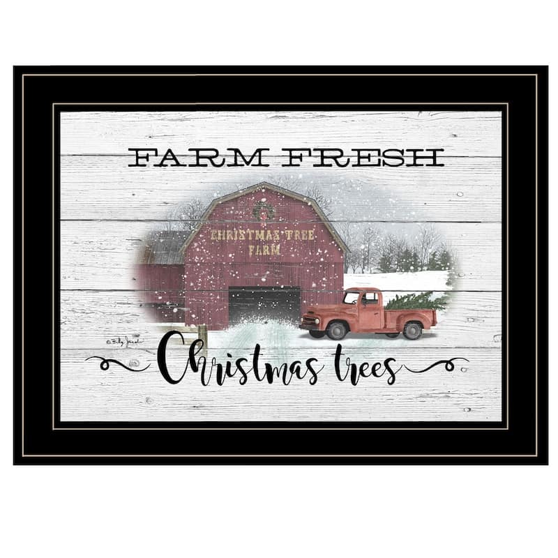 TrendyDecor4U Farmhouse "Farm Fresh Christmas Trees" Framed Print Wall Art by Billy Jacobs - Multi-Color