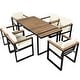 preview thumbnail 33 of 34, 7-Piece Outdoor Patio Steel Dining Set with Umbrella Hole and 6 Cushioned Armchairs