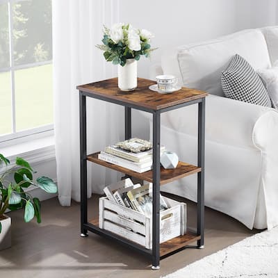 Javlergo Industrial End Side Tables Nightstand with 3-Tier Storage Shelf