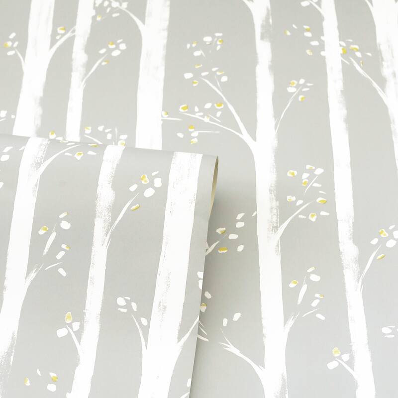 Pretty Trees Grey Wallpaper - 20.8 in. W x 33ft L - Double Roll