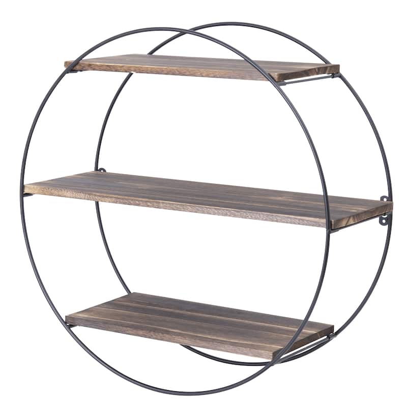Circle Pine Solid Wood Floating Wall Mounted Shelf with Live Edge - 19.68 inch L