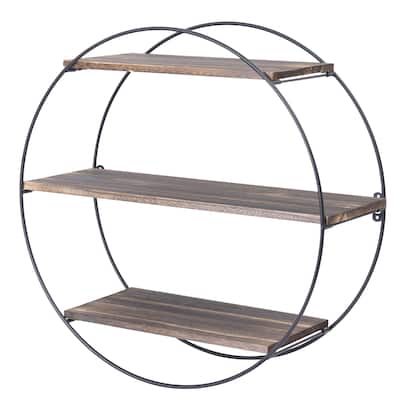 Circle Pine Solid Wood Floating Wall Mounted Shelf with Live Edge - 19.68 inch L