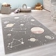 preview thumbnail 1 of 8, Space Rug for Kids Colorful Galaxy with Planets and Stars in Grey 2'8" x 4'11"