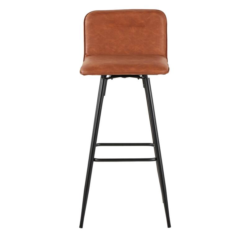 Porch & Den Kerby 30" Fixed-Height Swivel Bar Stool with Metal Legs & Square Footrest (Set of 2)