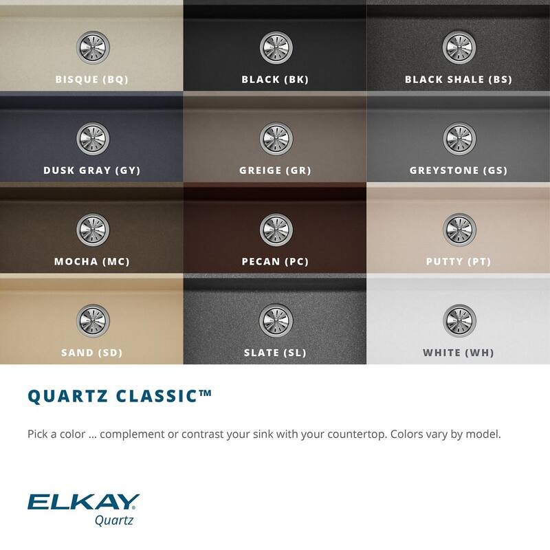 Elkay Quartz Classic 33" x 22" x 10", Equal Double Bowl Drop-in Sink with Aqua Divide