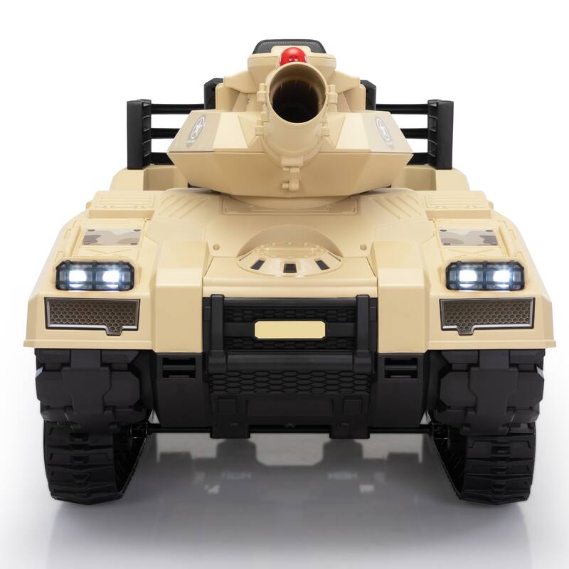 Ride-On Military Tank Ride On Car for Kids, 24V with Fighting Cannon, Rotating Turret, and Remote Control, for 3-8 Years Old