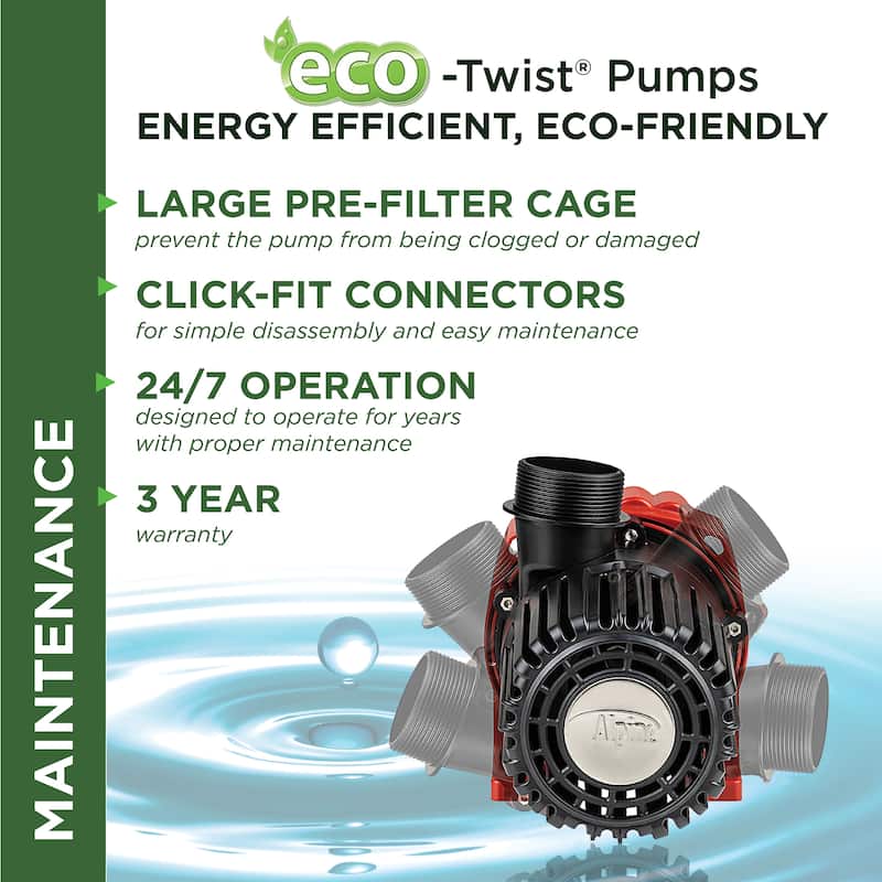 Alpine Corporation Eco-Twist Energy-Saving Pump with 33' Cord