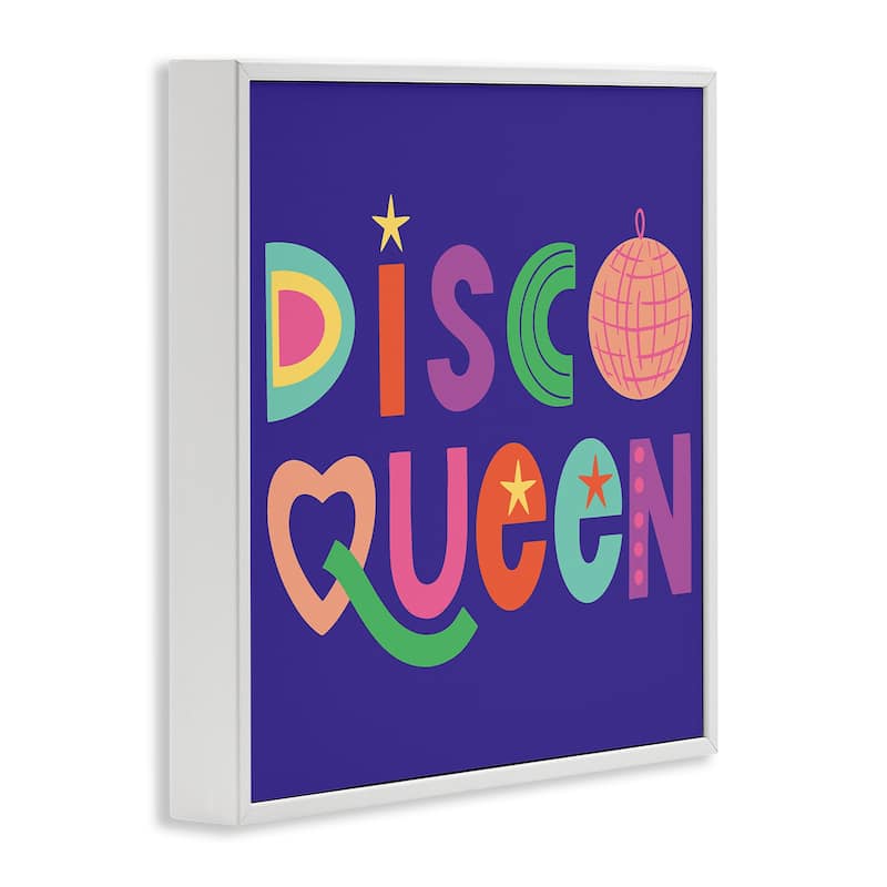 Stupell Disco Queen with Retro Letters Framed Giclee Art Design By Sazerelli Designs