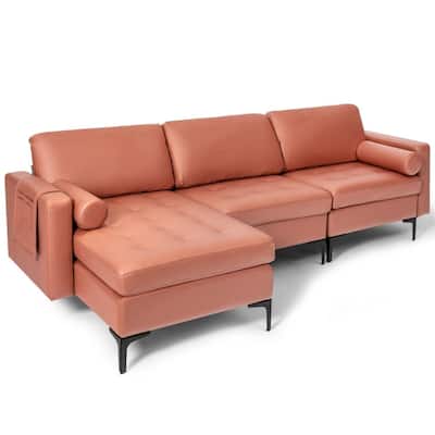 Modular L-shaped 3-Seat Sectional Sofa with Reversible Chaise and 2 USB Ports - 97" x 51" x 31.5" (L x W x H)