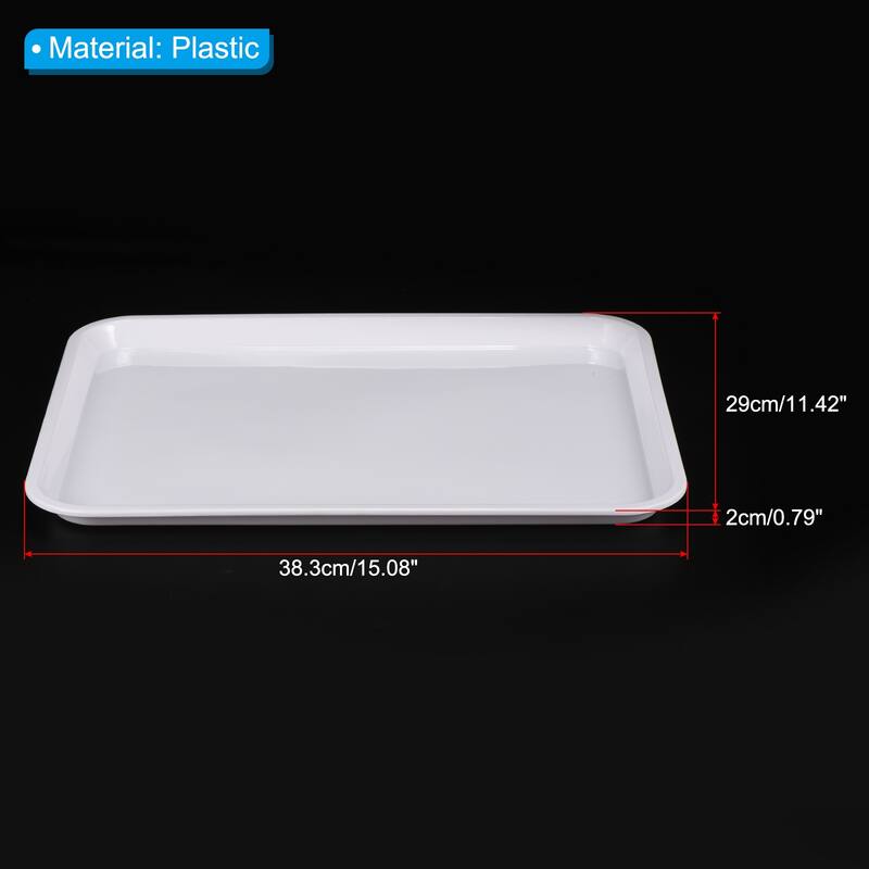 Fast Food Tray, Plastic Serving Tray Reusable Rectangle Tray - White - 15.1x11.4"