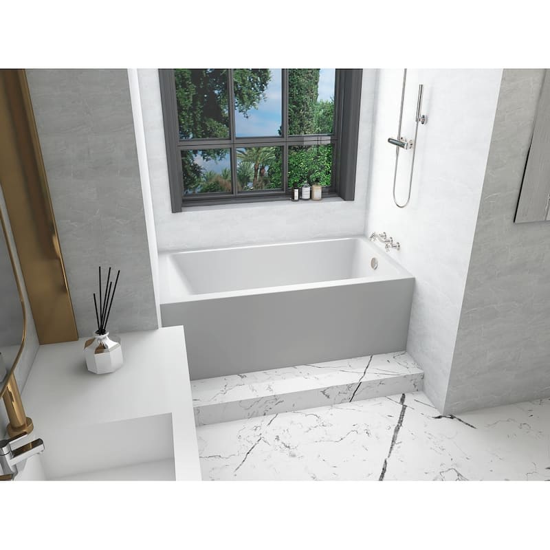 Indigo Home Alcove Soaking Bathtub 32x60 inch Right Drain in Glossy White