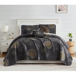 Midnight Floral 6 piece Quilt Bedding Set