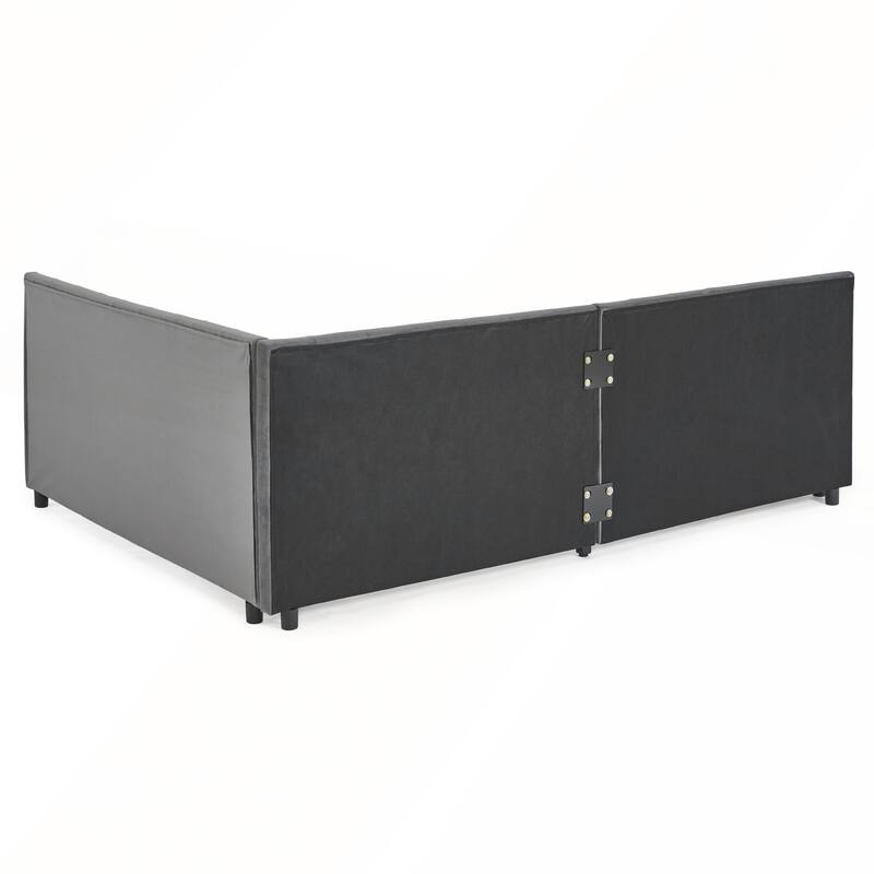 Full Size Upholstered Tufted Bed Frame with Two Drawers and Comfortable Backrest
