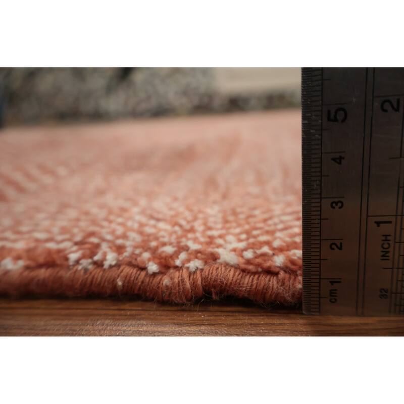 Hand Knotted Oriental 100% Wool Carpet Modern Geometric Oranges & Rust Contemporary Area Rug - 8' 1'' X 5' 0''