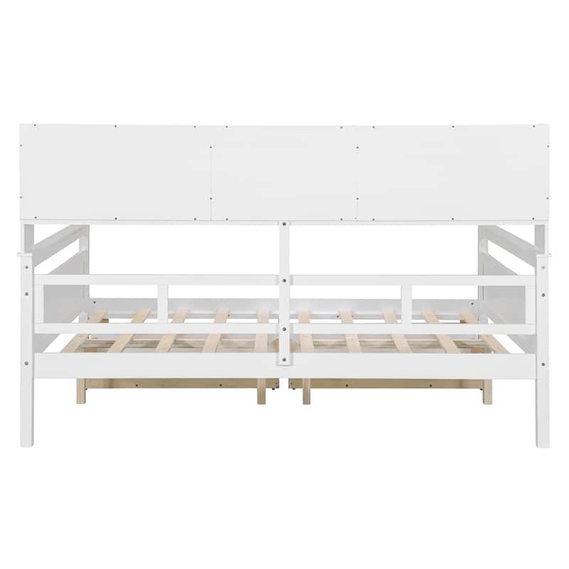 Full size Daybed,Wood Slat Support,with Bedside Shelf and Two Drawers