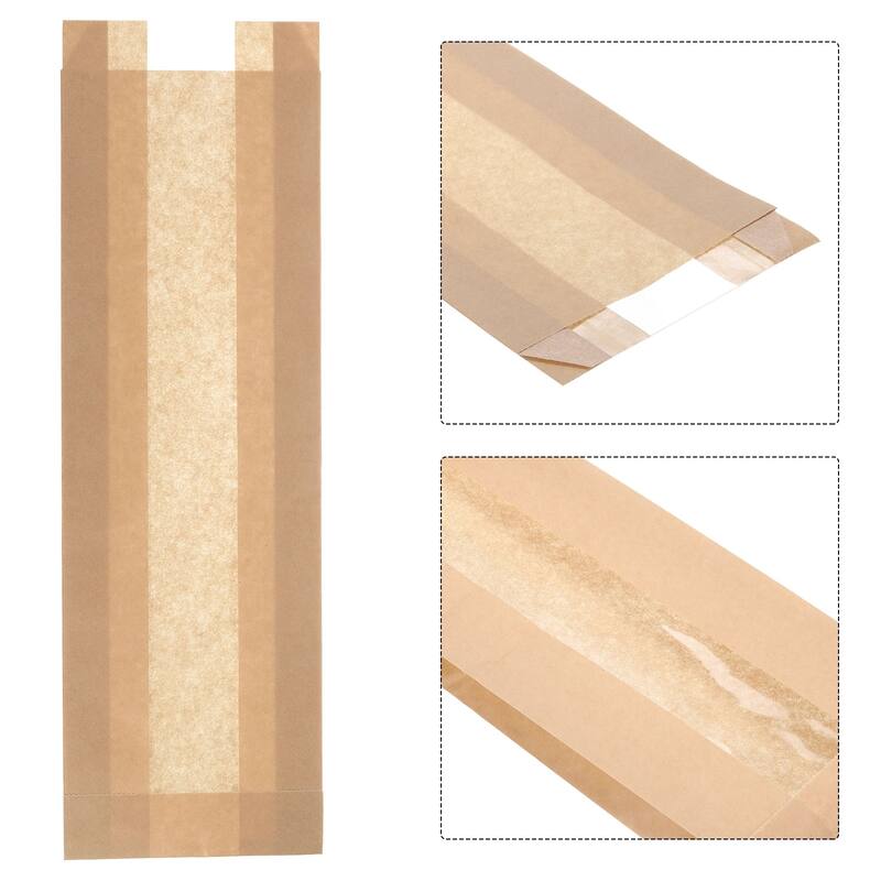 Kraft Bread Bags With Window 4x1.5x13 inches for Bakery Bread