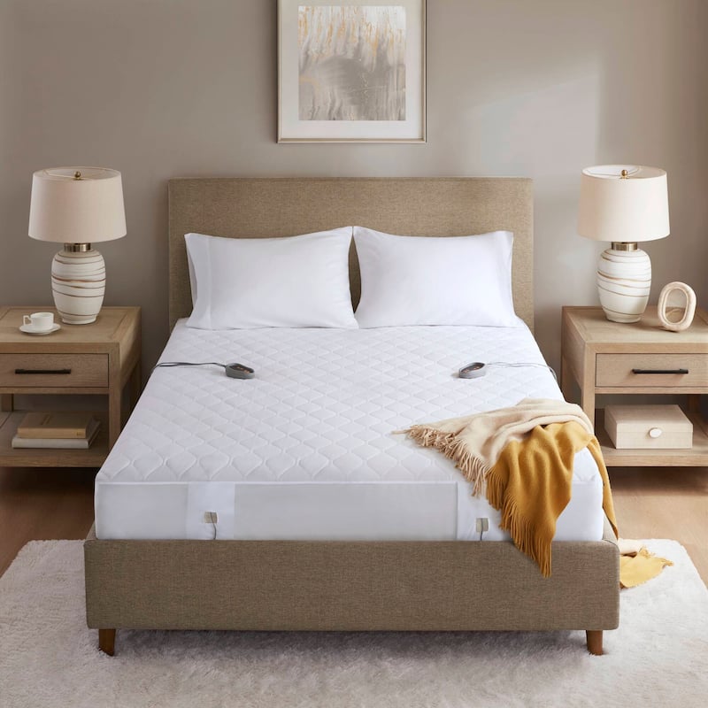 Beautyrest Cotton Blend Heated Mattress Pad - White