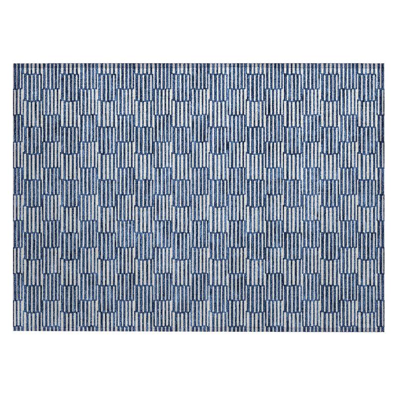 Machine Washable Indoor/ Outdoor Chantille Stripe Blocks Rug