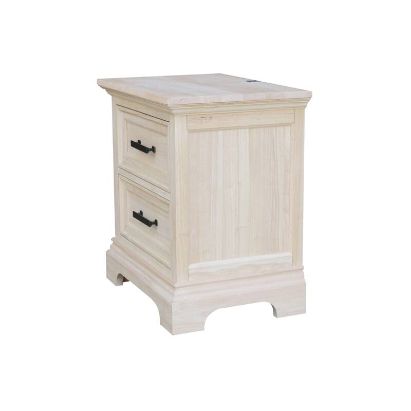 International Concepts Solid Wood 2-Drawer Nightstand with USB Charging Port