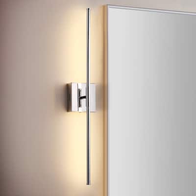 Conley 28" Dimmable Integrated LED Metal Wall Sconce, Chrome by JONATHAN Y