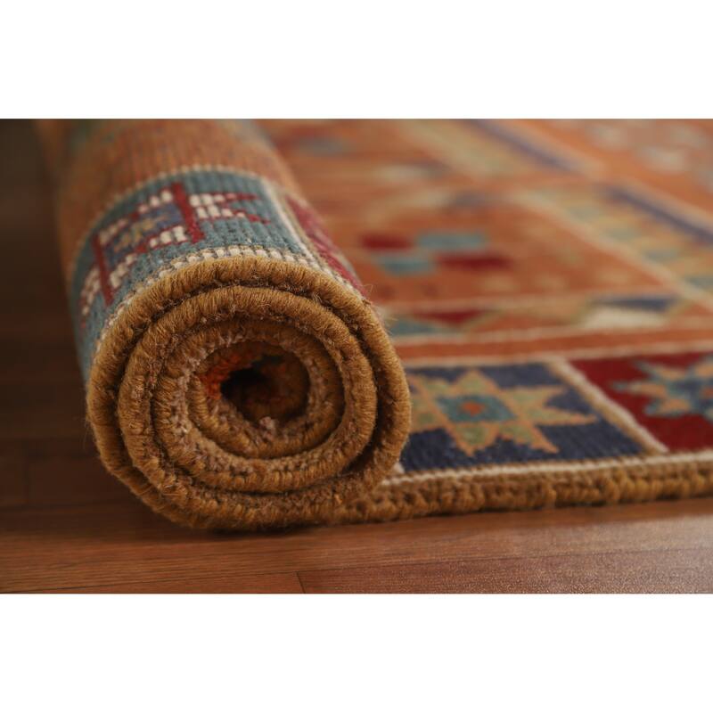 Hand Knotted Oriental 100% Wool Carpet Traditional Tribal Oranges & Rust Heriz (serapi) Runner Rug - 10' 3'' X 4' 0''
