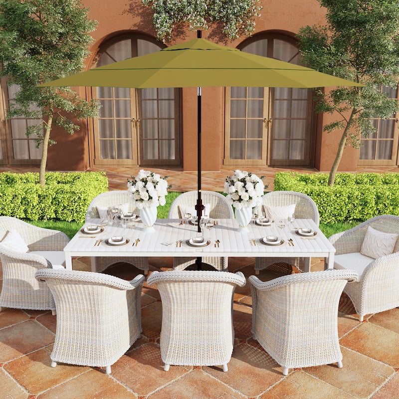 California Umbrella 11' Rd Golden State Series Patio Umbrella Bronze Aluminum Frame Crank Lift Collar Tilt Sunbrella - Macaw