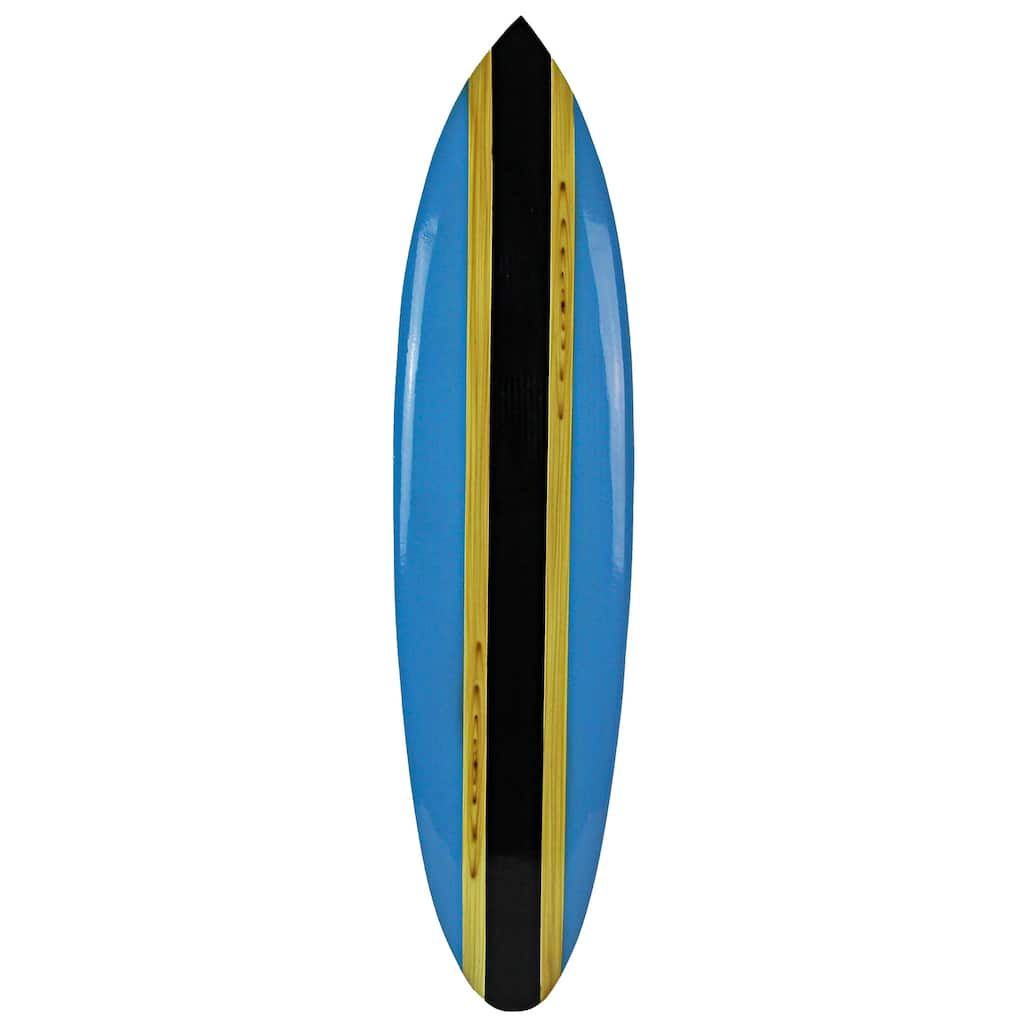 Striped Wooden Mini Surfboard Wall Hanging 39 Inch