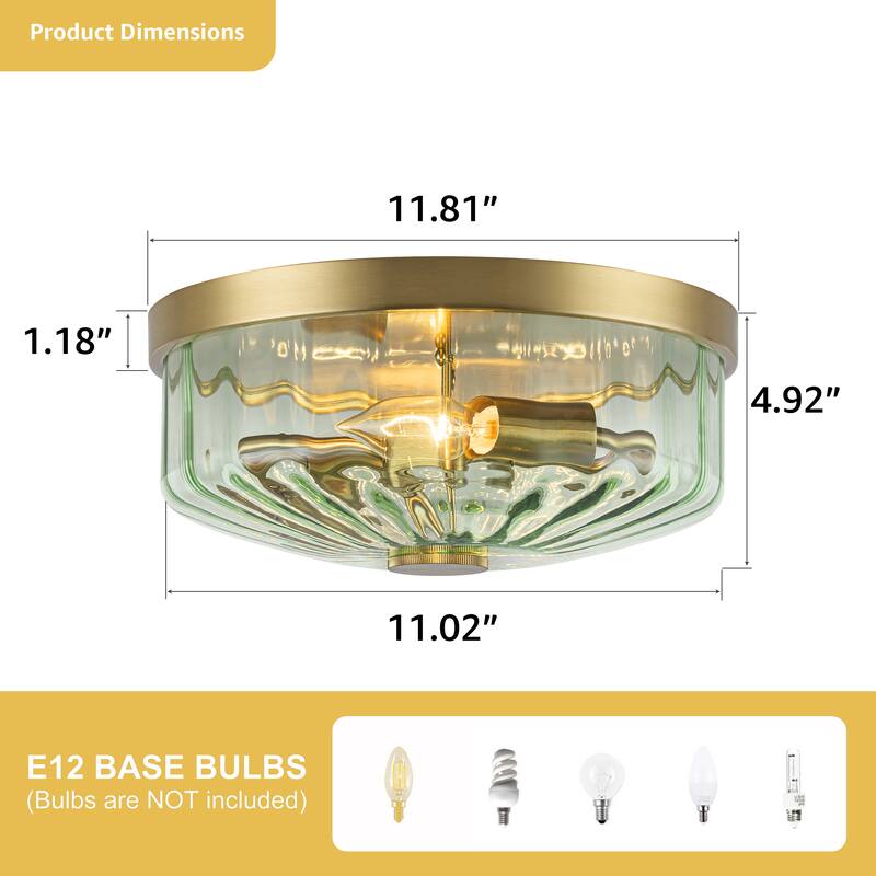 Starsky 2-Light Textured Glass Drum Flush Mount