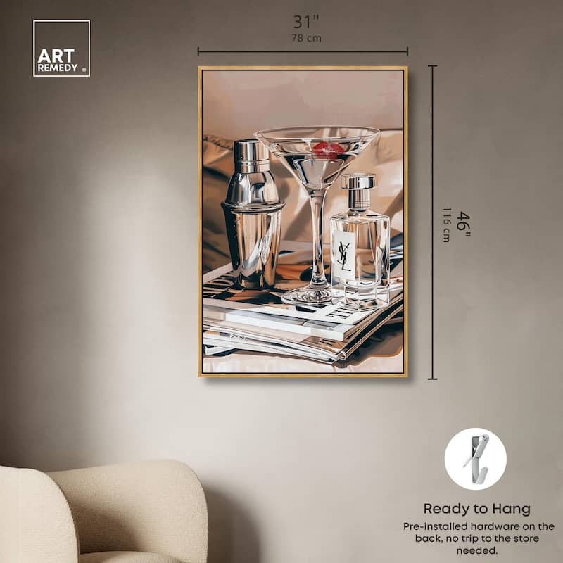 Martini Magazine Stack Canvas by Art Remedy