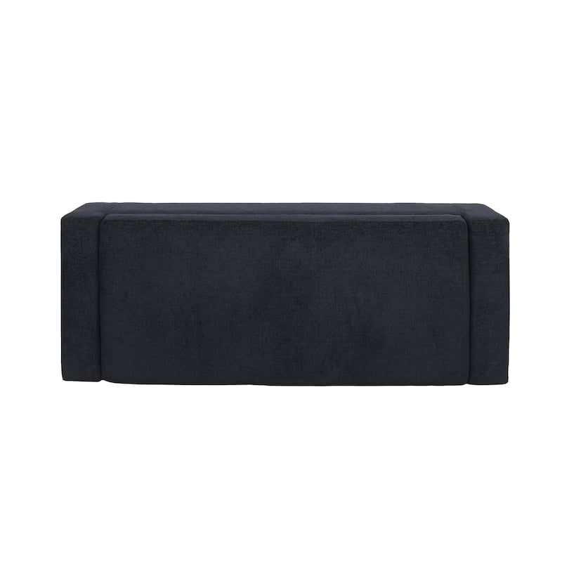 50" Ottoman Bench in Textured Fabric, Rectangular Design with Hinged Lid for Seating, Footrest, and Hidden Storage