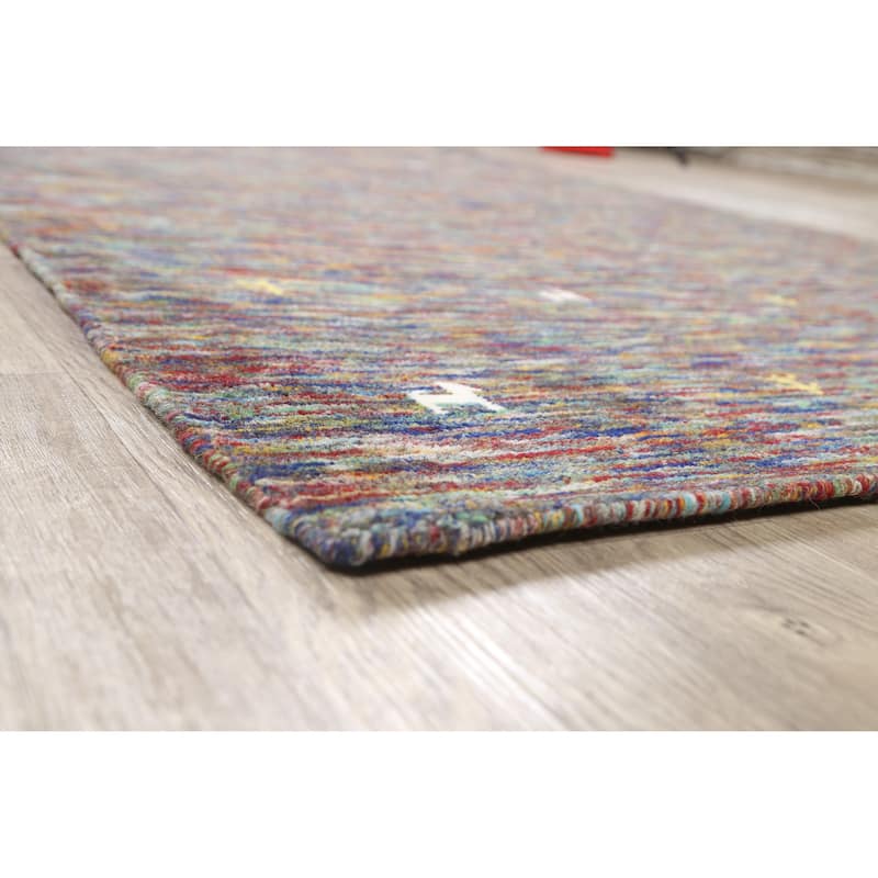 Hand Knotted Oriental 100% Wool Carpet Tribal Abstract Multi-Colored Gabbeh Area Rug - 8' 1'' X 5' 3''