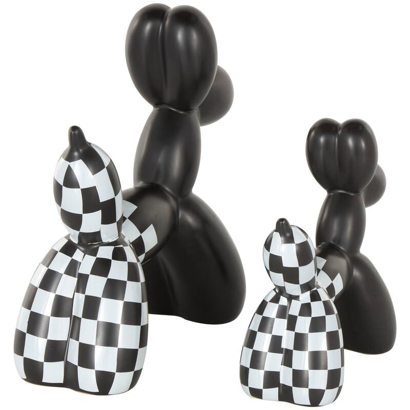 Gold Porcelain Ceramic Balloon Dog Sculpture (Set of 2) - Gold, Silver, White, Black, Multi Colored